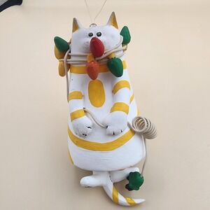 Tabby Cat Tangled In Christmas Lights Ornament Legs Tail Movable Bell Like‎